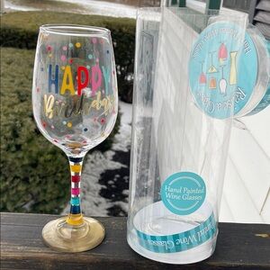 Colorful Happy Birthday Wine Glass